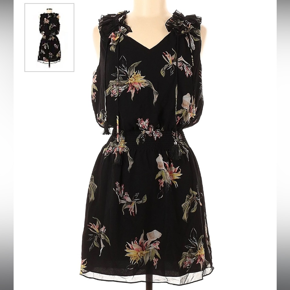 White House Black Market mini floral dress - Black with pink flowers - Size 0